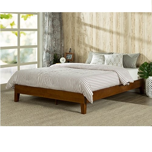 Zinus 12 Inch Deluxe Wood Platform Bed / No Boxspring Needed / Wood Slat support / Cherry Finish, Queen, Only $123.00