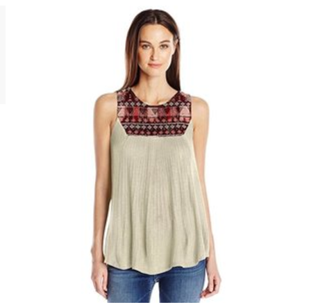 Lucky Brand Women's Embroidered Yoke Tank Top only $17.13