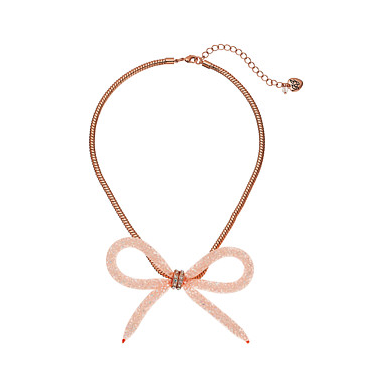 Betsey Johnson Rose Gold Bow Tube Frontal Necklace  $20.99