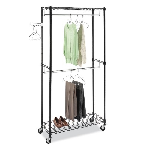 Whitmor Commercial-Grade Steel Supreme Double Rod Garment Rack, Black, Only $39.84, free shipping