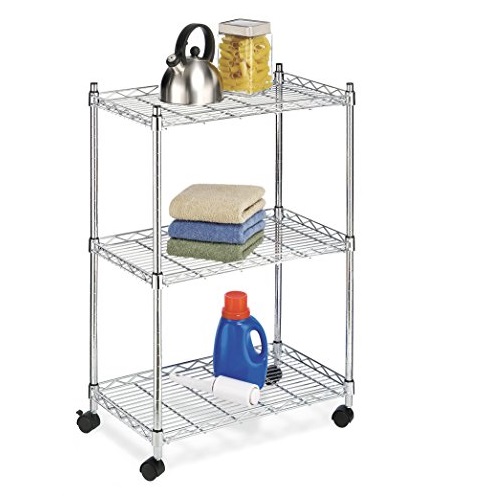 Whitmor Supreme 3-Shelf Steel Rolling Cart, Chrome, Only $19.89, You Save $20.10(50%)