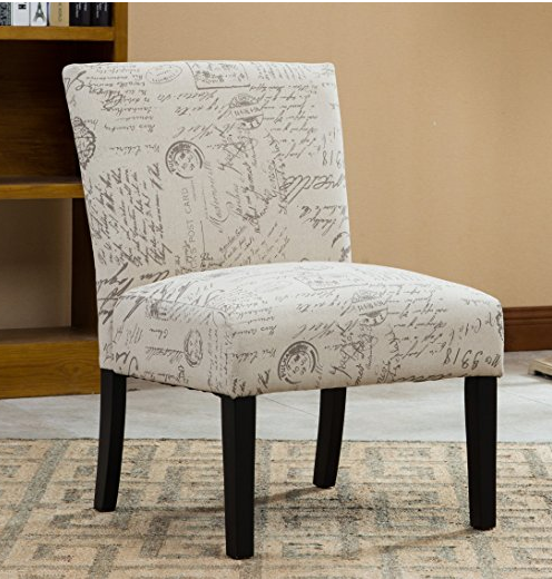 Roundhill Furniture Botticelli English Letter Print Fabric Armless Contemporary Accent Chair, Single only $54.86