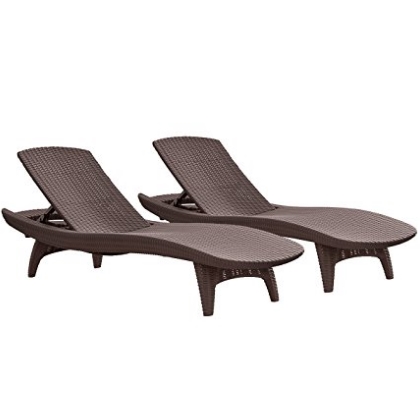 Keter Pacific 2-Pack All-weather Adjustable Outdoor Patio Chaise Lounge Furniture, Brown $217.32 FREE Shipping