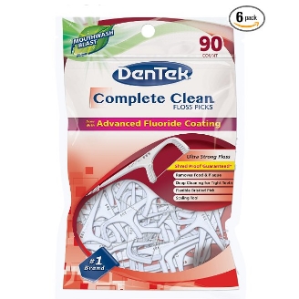 Dentek Complete Clean Floss Picks with Advanced Fluoride Coating, 90 Count (Pack of 6) $12.54