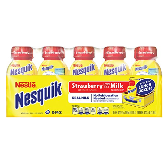Nesquik Ready to Drink Milk, Strawberry, 10 Count ONLY $7.98