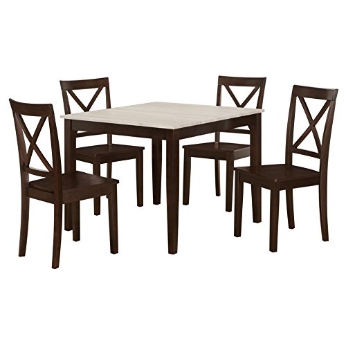 Dorel Living 5 Piece Hillside Dining Set with Crossback Chairs and Distressed Tabletop, Espresso, Only $143.19, You Save $96.10(40%)