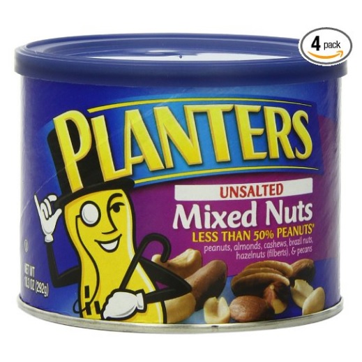 史低价！Planters Mixed Nuts 混合坚果，无盐，10.3 oz/罐，共4罐，原价$20.76，现仅售$13.15，免运费
