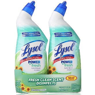 Lysol Clean & Fresh Toilet Bowl Cleaner, Cling Gel, Country Scent, 24 oz, Pack of 2 $3.72
