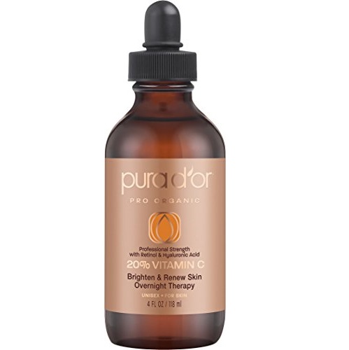 PURA D'OR 20% Vitamin C Serum Professional Strength Overnight Therapy, 4 Fluid Ounce, Only $9.24, free shipping after clipping coupon and using SS