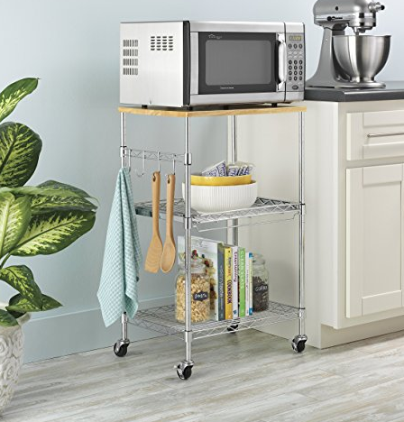 Whitmor, Portable Microwave Cart, Chrome & Wood only $44.35
