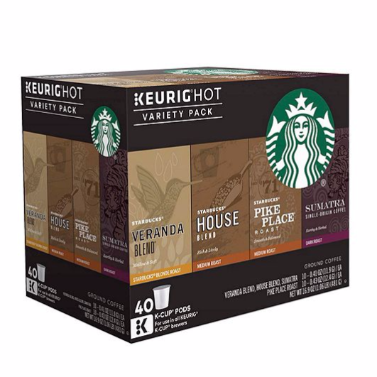Keurig® Starbucks 综合口味咖啡胶囊40粒装 特价仅售$24.97