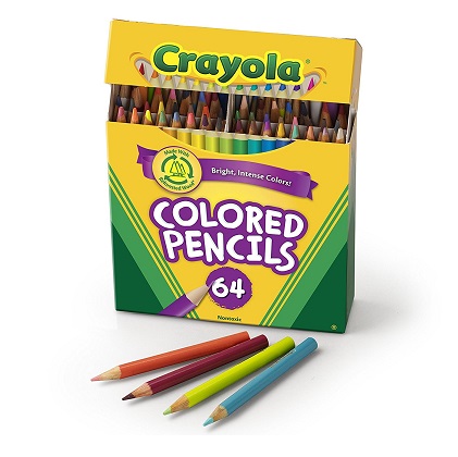 Crayola 彩色铅笔，64支装，原价$9.99，现仅售$7.04