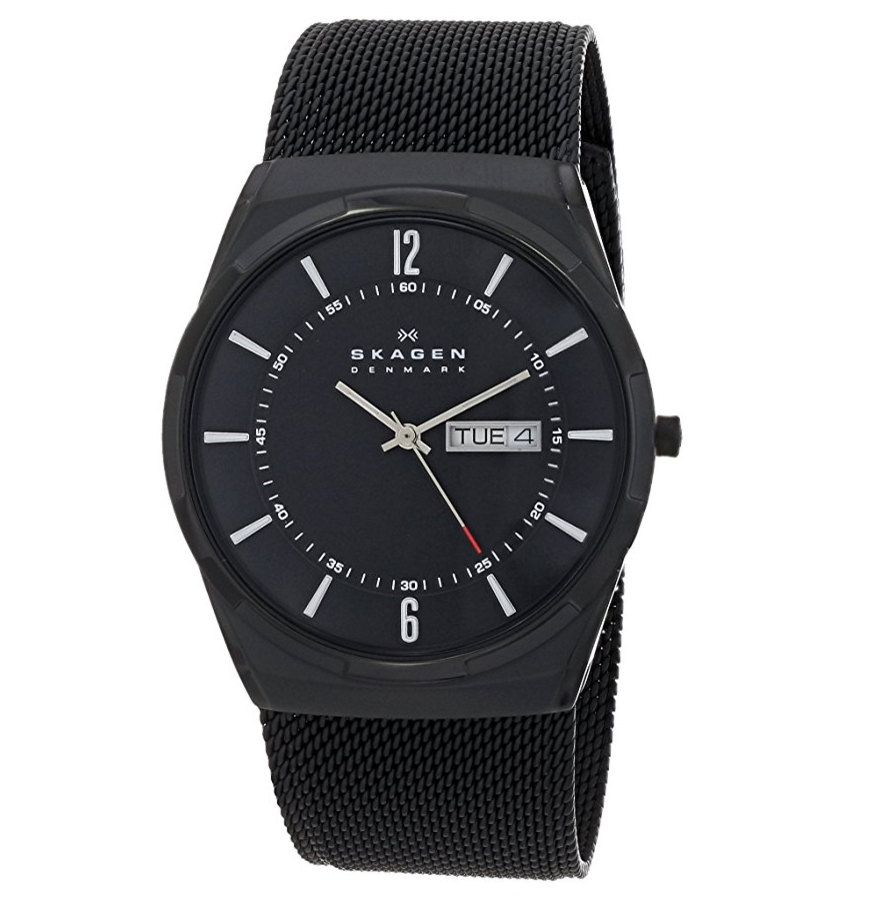 Skagen Black Mesh Watch 男士手錶，現僅售$95.64，免運費！