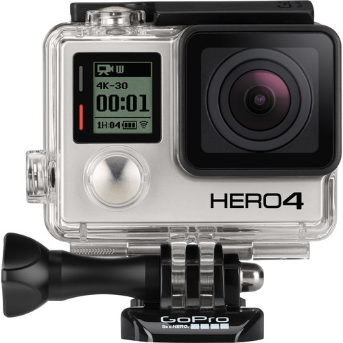 B&H：仅限今日！GoPro HERO4 运动摄像机黑色旗舰版 + LCD触摸屏+双电池充电器，现仅售$299.00，免运费。