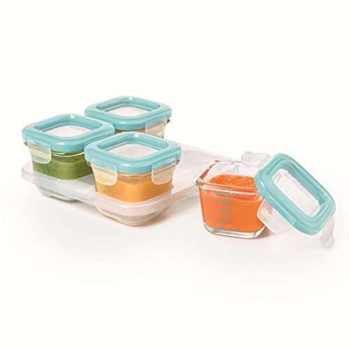 OXO Tot Glass Baby Blocks Freezer Storage Containers - 4 oz, Aqua, Only $15.99, You Save $4.00(20%)