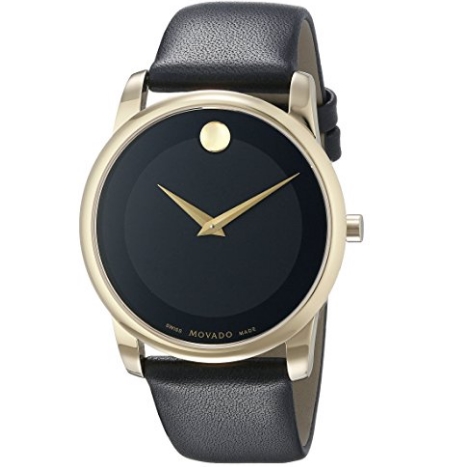 Movado Men's 0606876 Gold-Tone Watch with Black Leather Band $278.73 FREE Shipping
