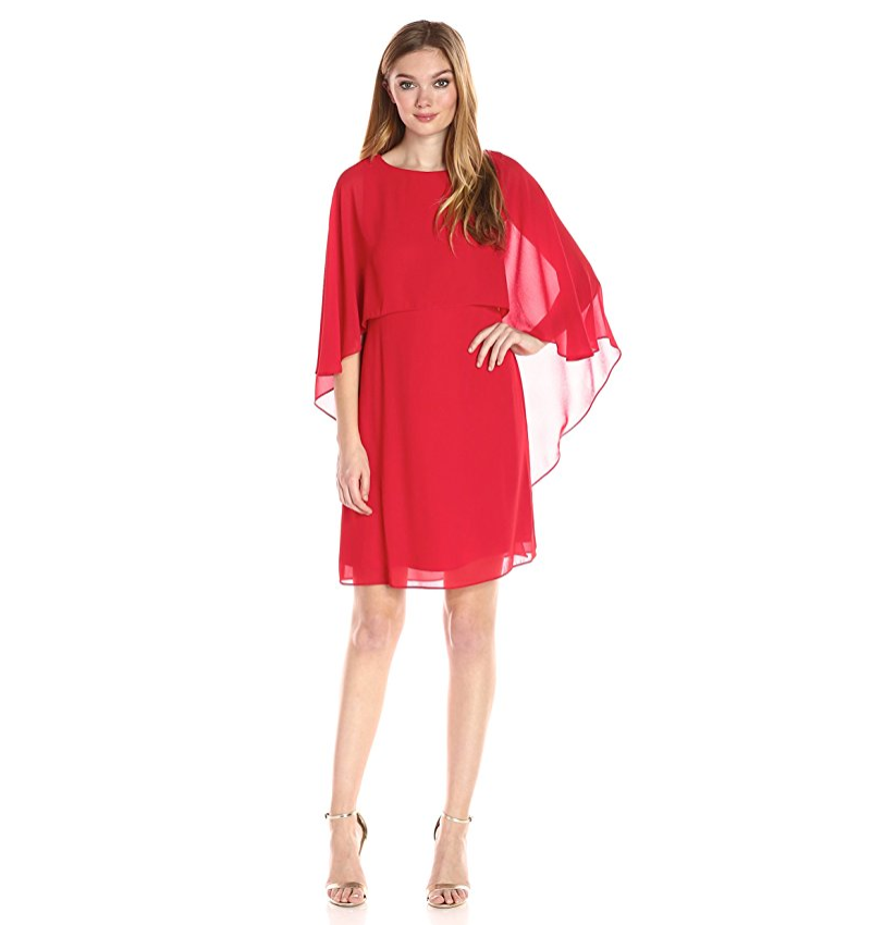 Vince Camuto Women's Souffle Mini Dress with Cape Overlay only $50.32