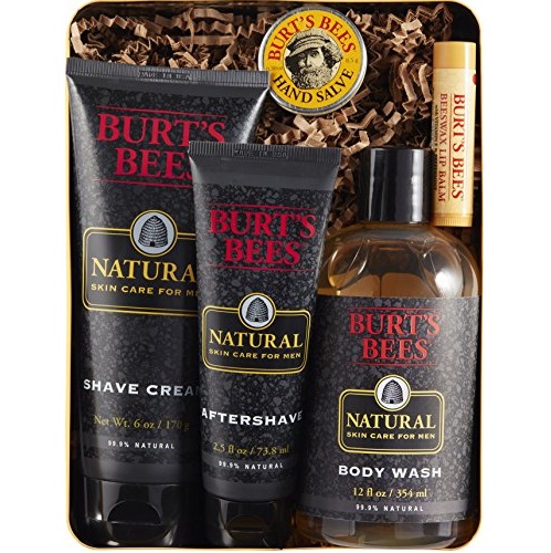 Burt's Bees Men's Gift Set, 5 Natural Products in Giftable Tin – Shave Cream, Aftershave, Body Wash, Hand Salve, Original Beeswax Lip Balm, Only$20.00 after clipping coupon