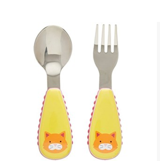 Skip Hop Baby Zoo Little Kid and Toddler Fork and Spoon Utensil Set, Multi Chase Cat only $4.79