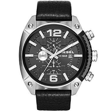 Diesel Men's DZ4341 Overflow Stainless Steel Black Leather Watch $98.98 FREE Shipping