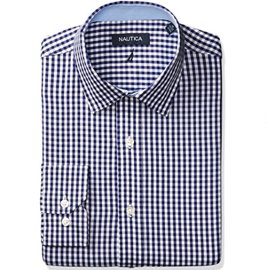 Nautica Men's Twill Check Spred Collar Dress Shirt $19.99 FREE Shipping on orders over $25