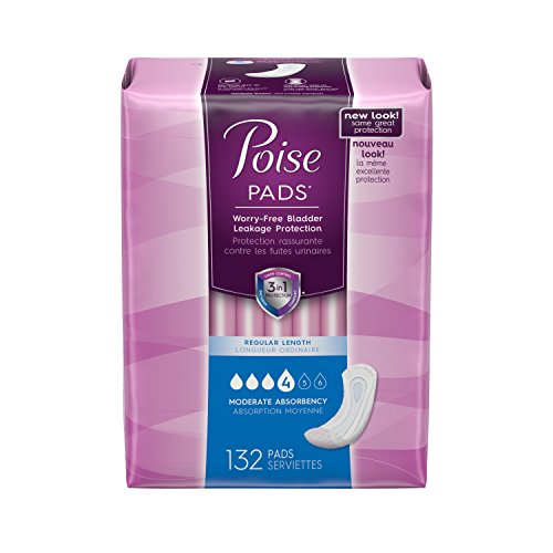 Poise Incontinence Pads, Moderate Absorbency, Regular 66 Count (Pack of 2), Only $17.78, free shipping