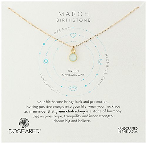 Dogeared March-Green Chalcedony Bezeled Birthstone Gold Chain Necklace, 16
