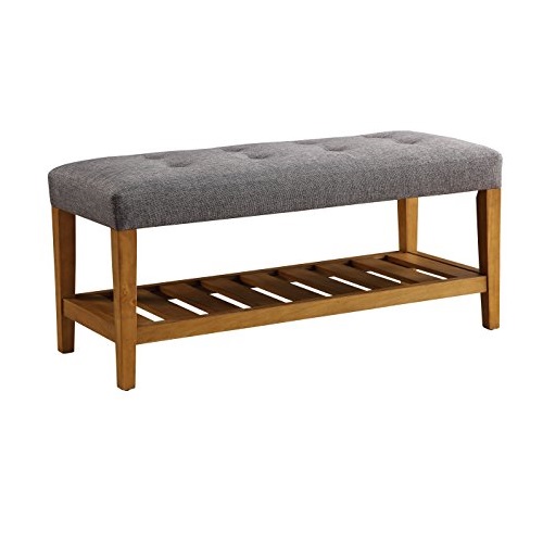 ACME Furniture 灰色實木布藝換鞋長凳，現僅售$68.63，免運費