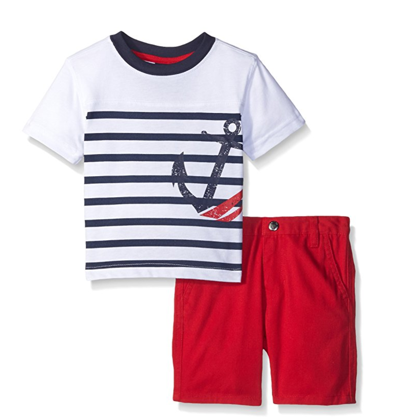 Nautica Baby Boys' 2 Piece Anchor Stripe Tee Shirt Set only $8.09