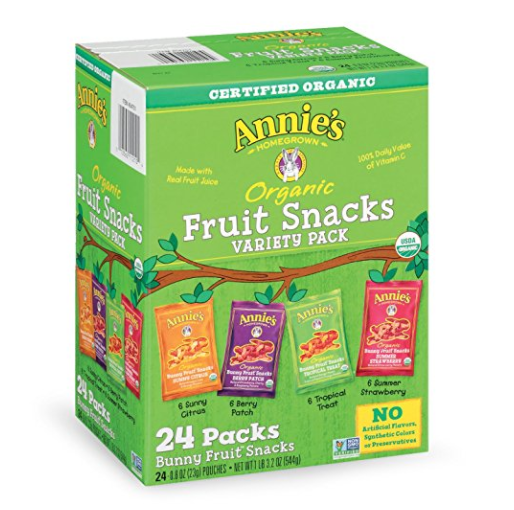Annie's Organic Bunny Fruit Snacks, Variety Pack, 24 Pouches, 0.8 oz Each only $8.96