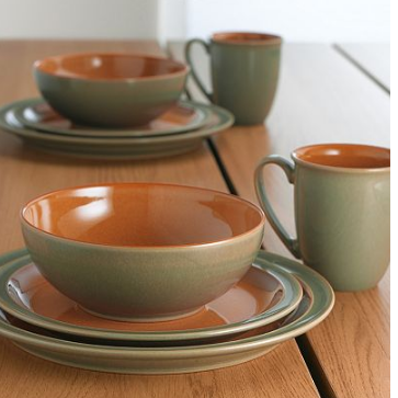 Denby Dinnerware, Duets Sage and Paprika 4 Piece Place Setting    $14.93