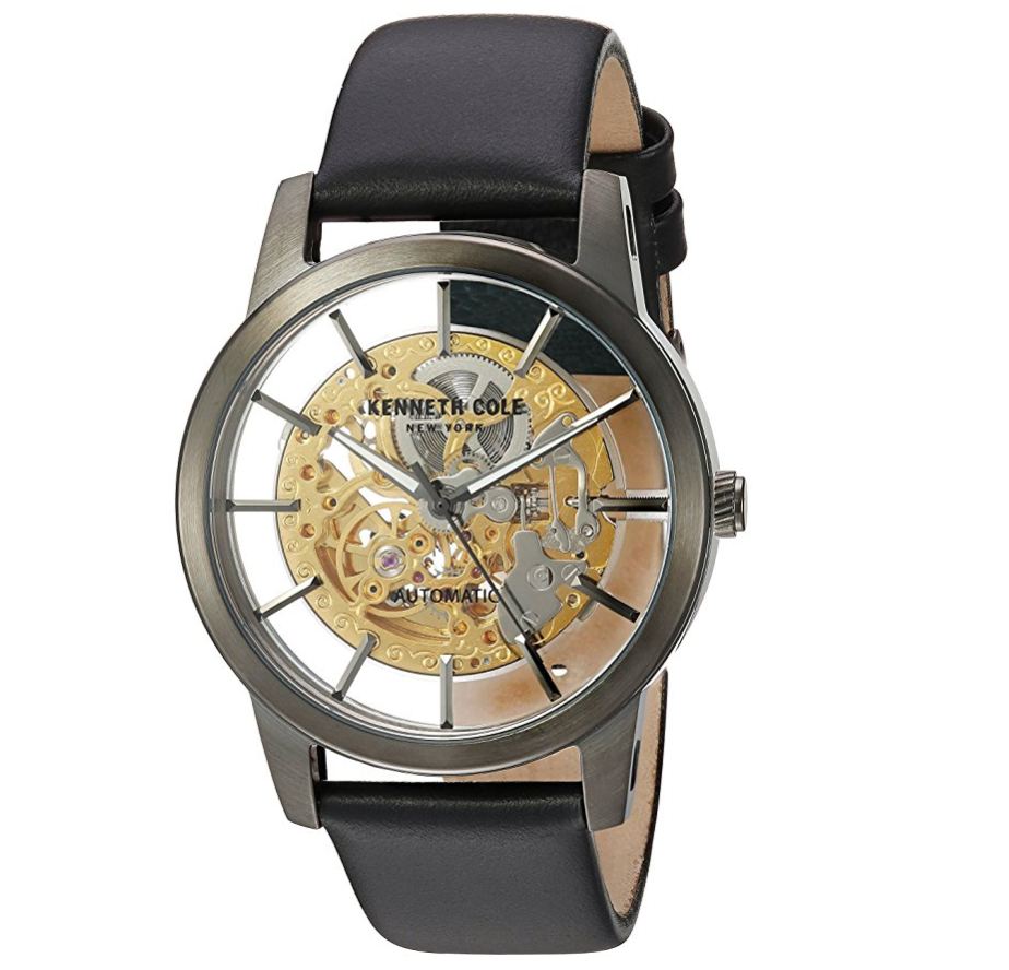 Kenneth Cole New York Men's ' Japanese Automatic Stainless Steel and Leather Dress Watch, Color:Black (Model: 10031272) only $65.97