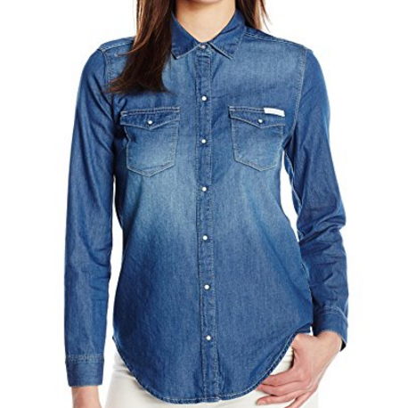 Calvin Klein Jeans Basic Denim女士牛仔衬衫$19.99