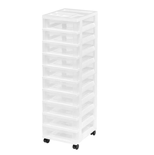 IRIS 10-Drawer Storage Cart with Organizer Top, White, Only $27.60, You Save $47.39(63%)