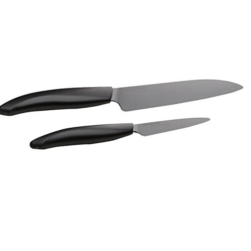 Kyocera Revolution Series Paring and Santoku Knife Set, Black Blade, Only $49.17, free shipping