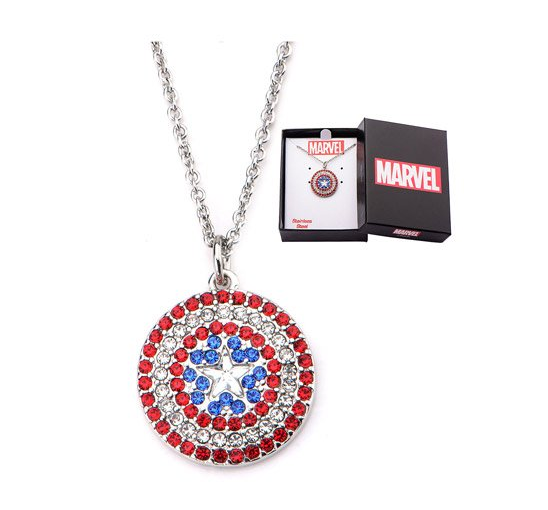 Marvel Comics Captain America Rhinestone Shield Pendant Necklace only $17.50