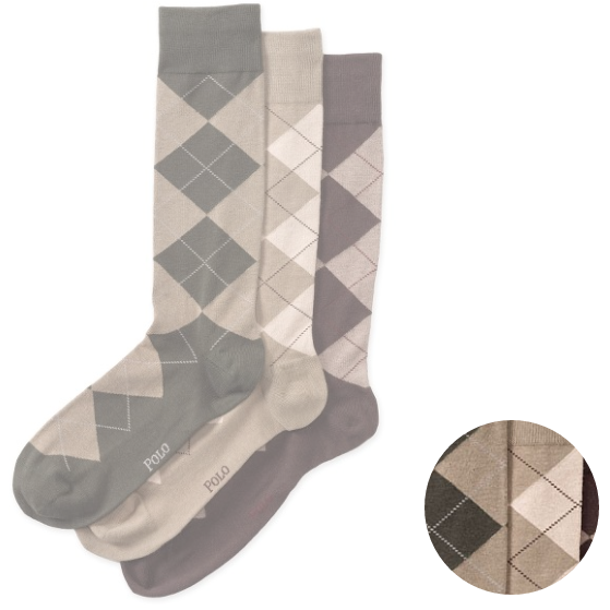 $11.49 ($23.00, 50% off) POLO RALPH LAUREN 3-Pack Argyle Socks