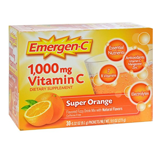 Emergen-C 1000mg Vitamin C Powder for Daily Immune Support Caffeine Free Vitamin C Supplements with Zinc and Manganese, B Vitamins and Electrolytes, Super Orange Flavor - 30 Count only $10.34