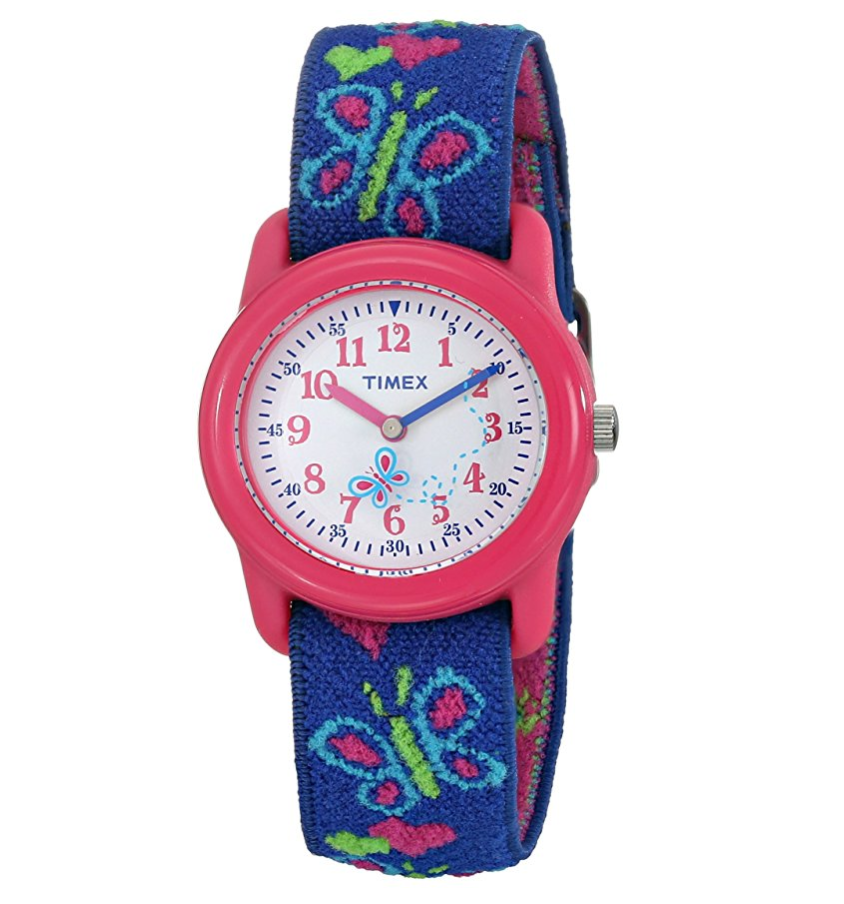 Timex Kids T89001 Hearts and Butterflies Watch with Elastic Fabric Strap, Only $9.24