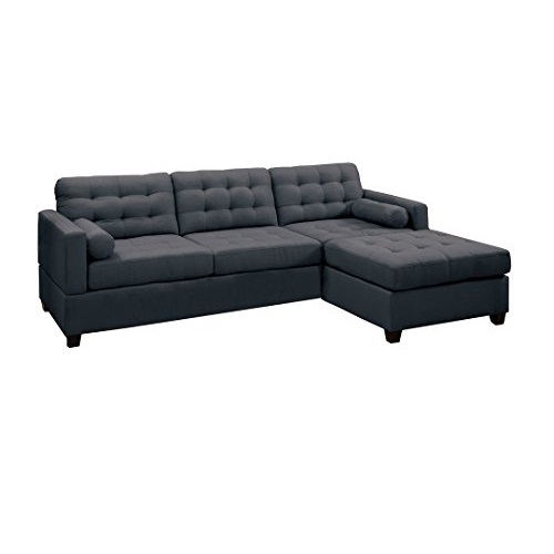 Poundex Bobkona Hardin Polyfabric Left or Right Hand Reversible Sectional Sofa, Slate Black, Only $582.57, free shipping