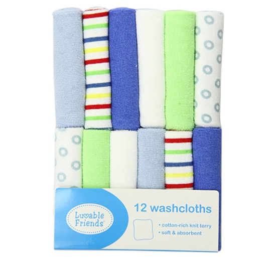 Luvable Friends 12 Pack Washcloths, Blue only $ 4.96