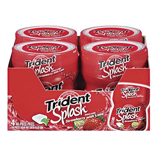 Trident 草莓柠檬夹心口香糖 4罐, 现仅售$10.87