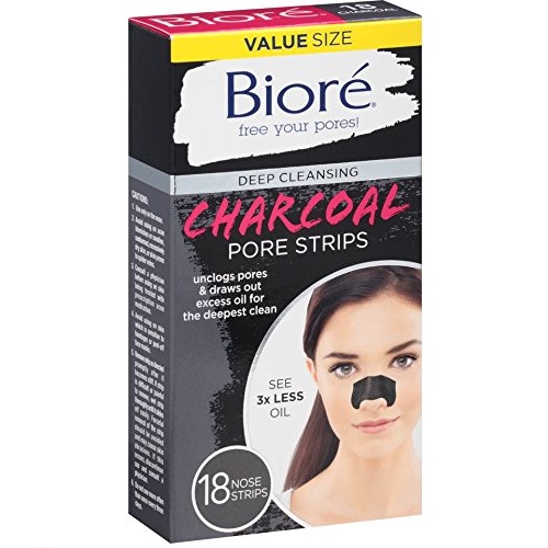 Bioré Charcoal, Deep Cleansing 18 Nose Strips for Blackhead Removal on Oily Skin, with Instant Pore Unclogging, features Natural Charcoal, 3x, Only $10.87, free shipping after using SS