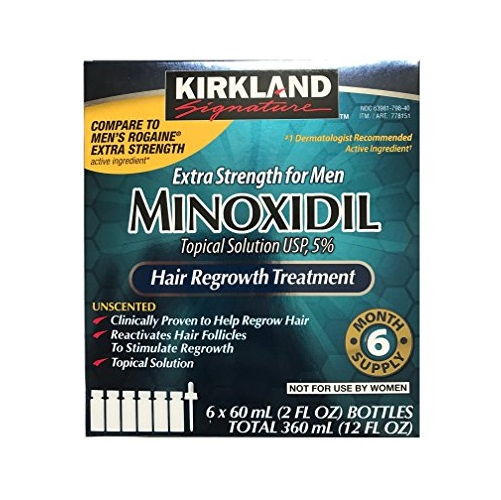 Kirkland Minoxidil 5% Extra Strength Hair Regrowth For Men, 6 Month Supply, 2 Ounce Bottle, 6 Count, Only $16.99