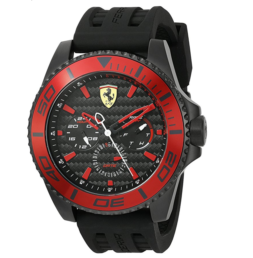 Ferrari 碳纤表盘运动男士手表，现仅售$106.84, 免运费！