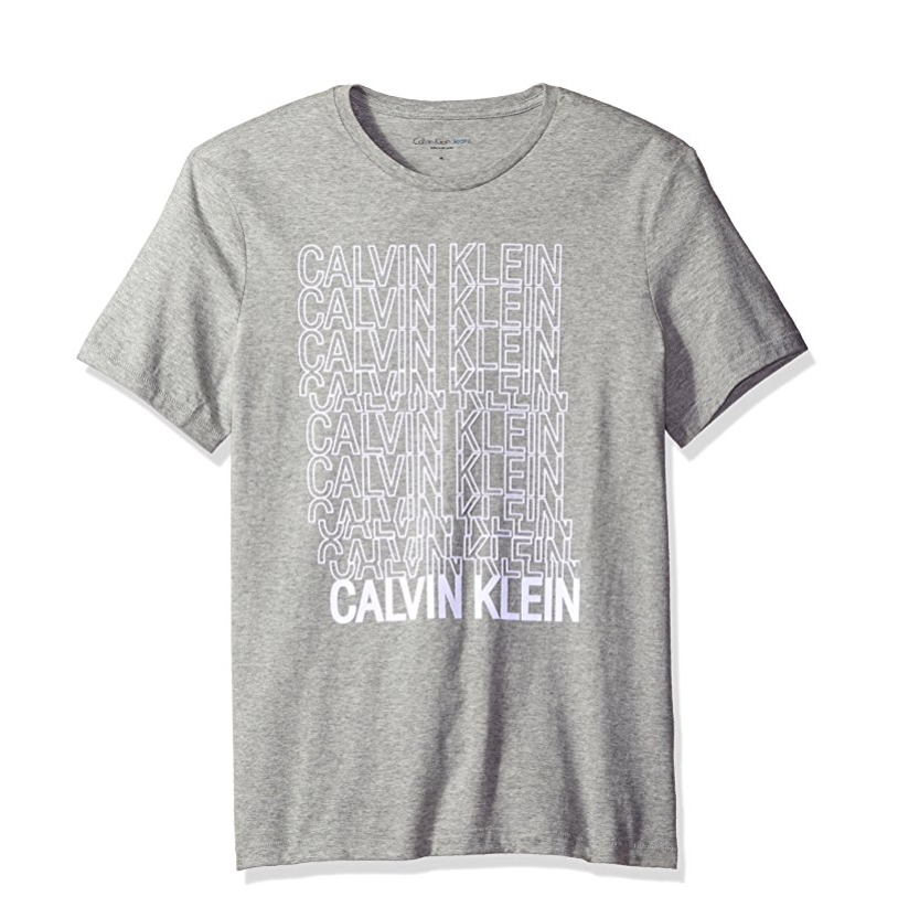 Calvin Klein Jeans Men's Short Sleeve Calvin Flock Logo Crew Neck T ...