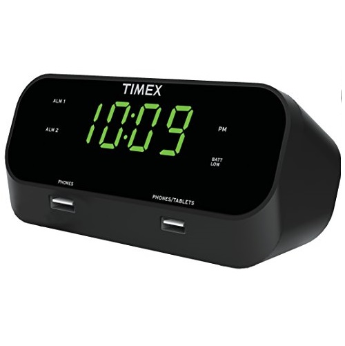 Timex T129B RediSet Dual Alarm Clock with Dual USB Charging and Extreme Battery Backup - Black, Only $20.00