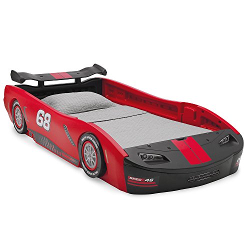 Delta Children Turbo Race Car Twin Bed, Red, Only $163.58, You Save $36.41(18%)