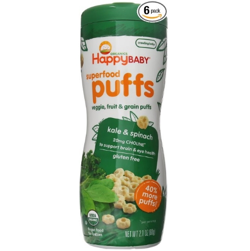 Happy Baby Organic Superfood Puffs, Kale & Spinach, 2.1 Ounce (Pack of 6) $9.95
