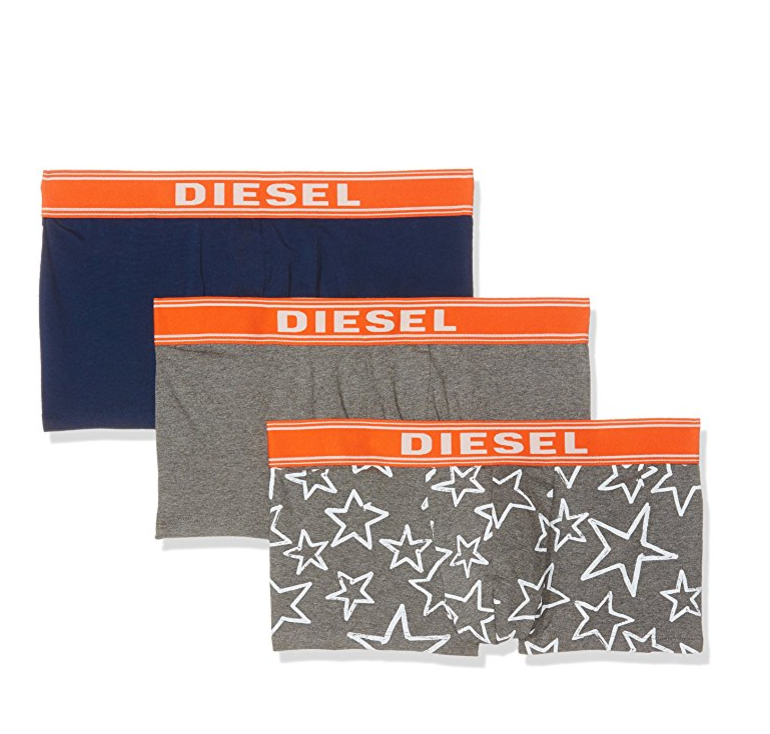 Diesel Men's 3-Pack Shawn Solid/Star Print Cotton Stretch Trunk only $23.84